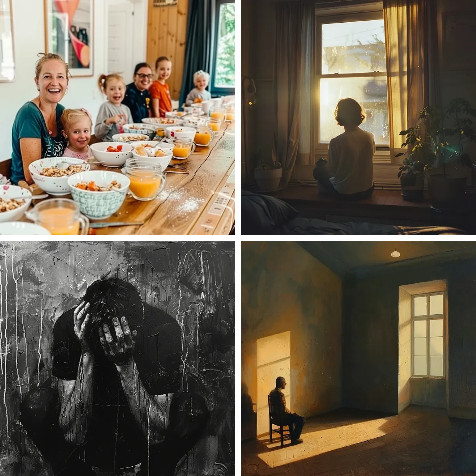 A 2×2 grid of images generated by workshop participants.