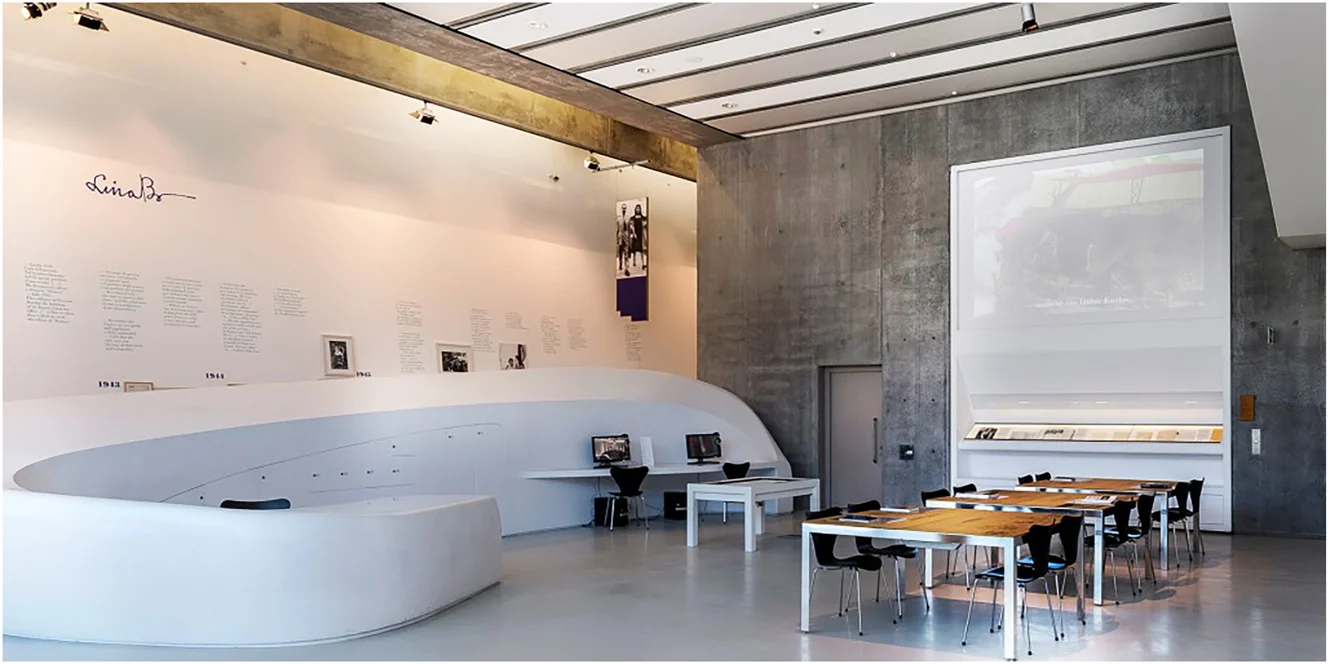 Figure 1. The sala studio of the architecture archives centre at MAXXI in Rome, designed by Zaha Hadid, where visitors and researchers can directly consult architectural archives. The space hosts materials from twentieth- and twenty-first-century architects, including Aldo Rossi's archive, alongside over 60,000 drawings, 75,000 photographs, models, letters, documents, and publications. Beyond serving as a repository, the sala studio functions as a workshop for research, conservation, and cataloguing and as a venue for educational programs and curatorial experimentation. Photo: Courtesy of MAXXI.