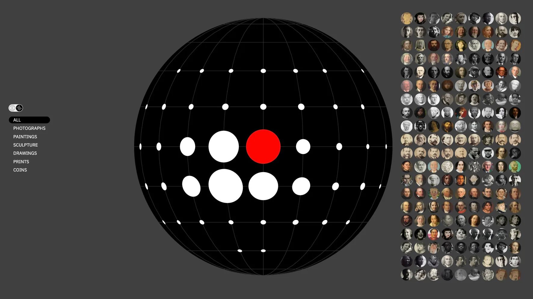 Figure 13. A Flitting Atlas of the Human Gaze explores the directionality of gazes within the HAM collection. It uses AI to analyze and display the orientation of subjects’ gazes across various artworks, adding a navigational layer to museum exploration. It invites viewers to engage with art through the depicted subjects’ perspectives, enriching the conventional museum visit experience. Photo: courtesy of Jeffrey Schnapp, Dietmar Offenhuber, Todd Linkner, and Kevin Brewster (2022).