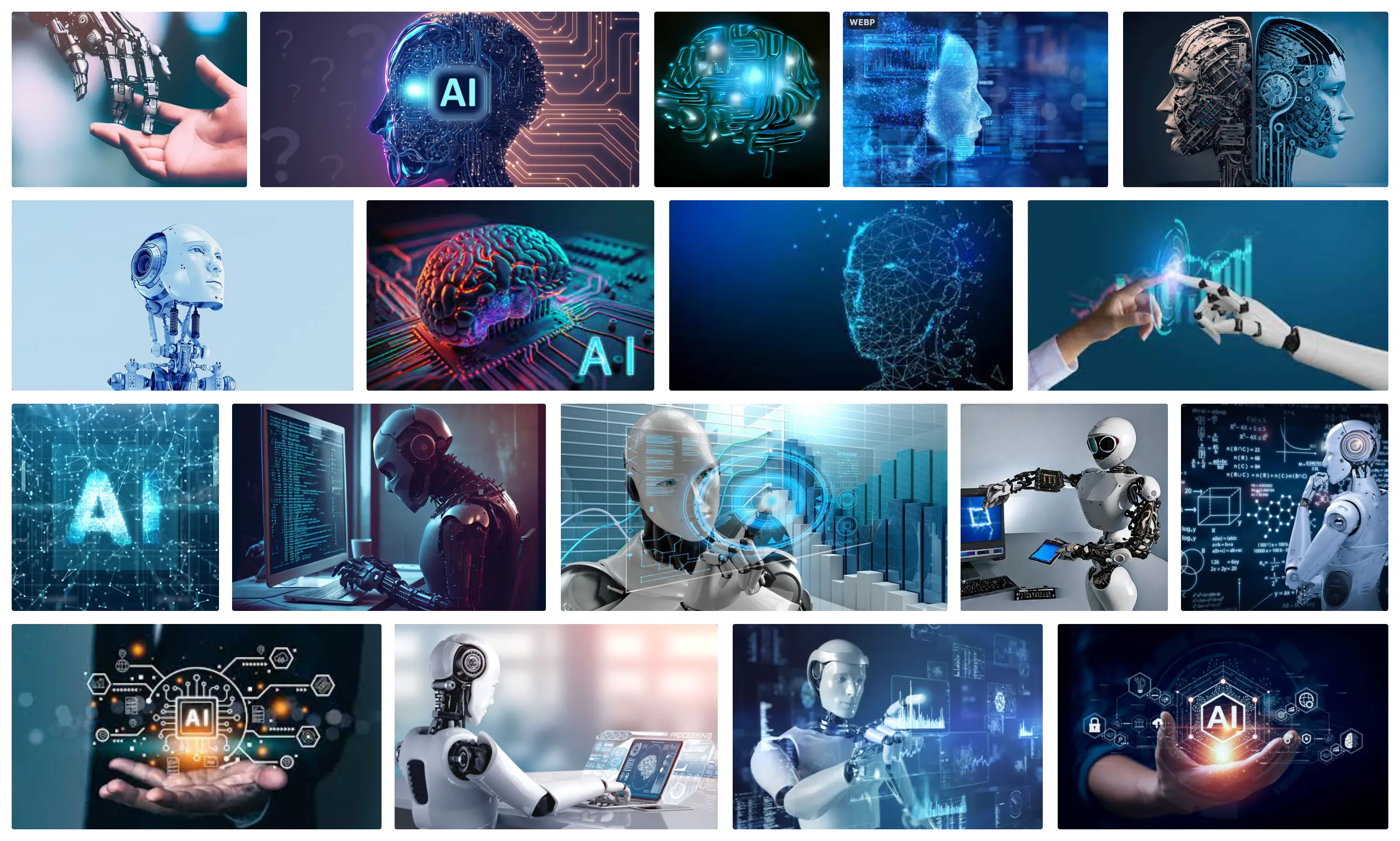A collage of Google image search results for the keyword Artificial Intelligence.