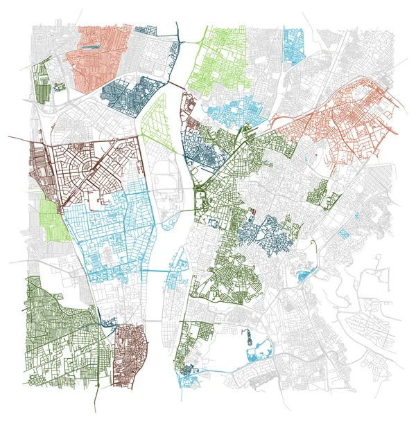 Colored street map of Cairo