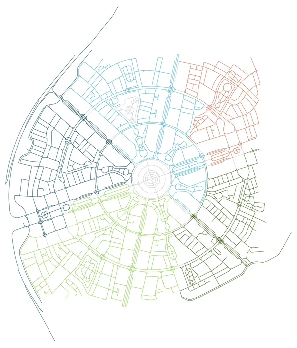 Colored street map of Dubai