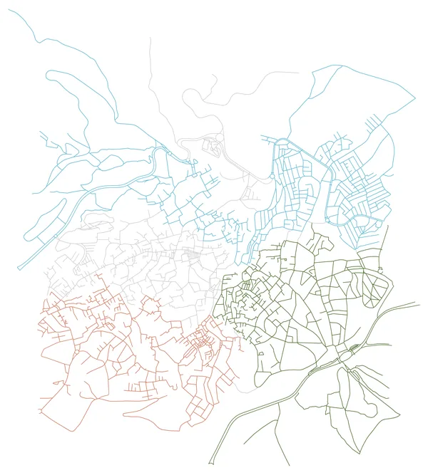 Colored street map of Fez