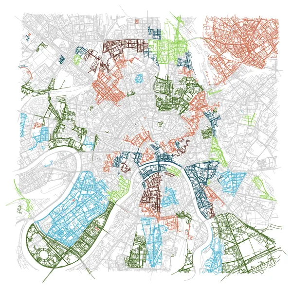 Colored street map of Moscow