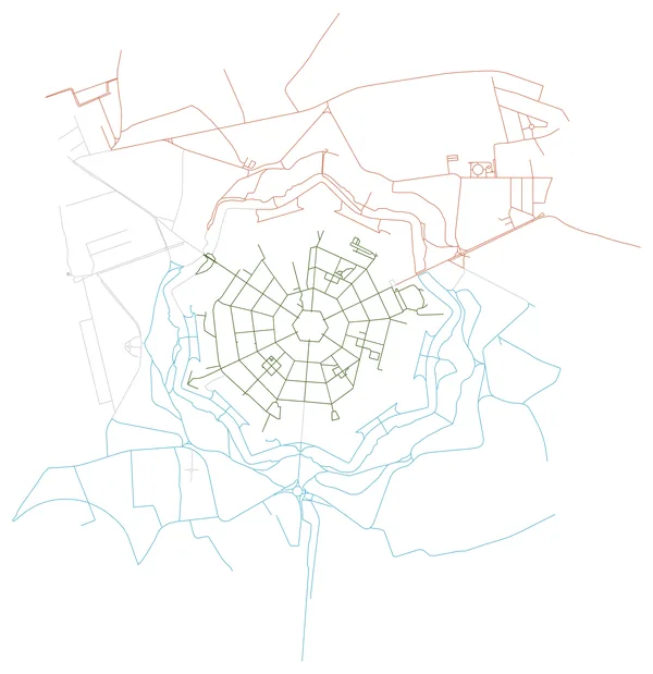 Colored street map of Palmanova