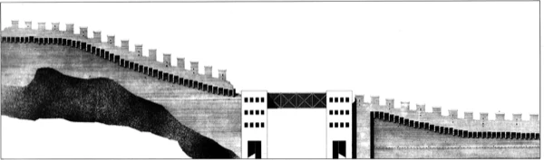 Opstand van de gekanteelde muren en de poort van Castel Grande te Bellinzona