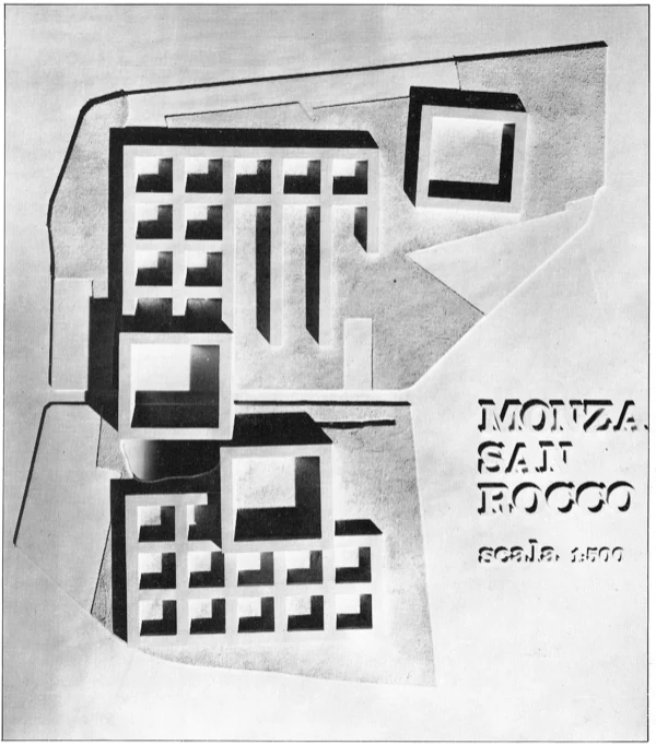 Plattegrond van de wooneenheid San Rocco te Monza, van Grassi en Rossi