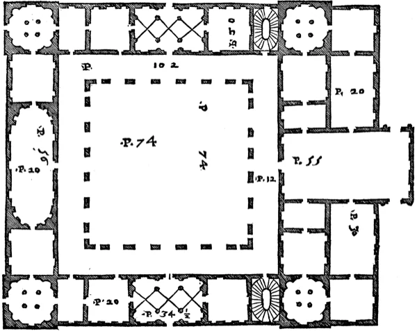Plattegrond van Palladio’s Palazzo Thiene te Vicenza