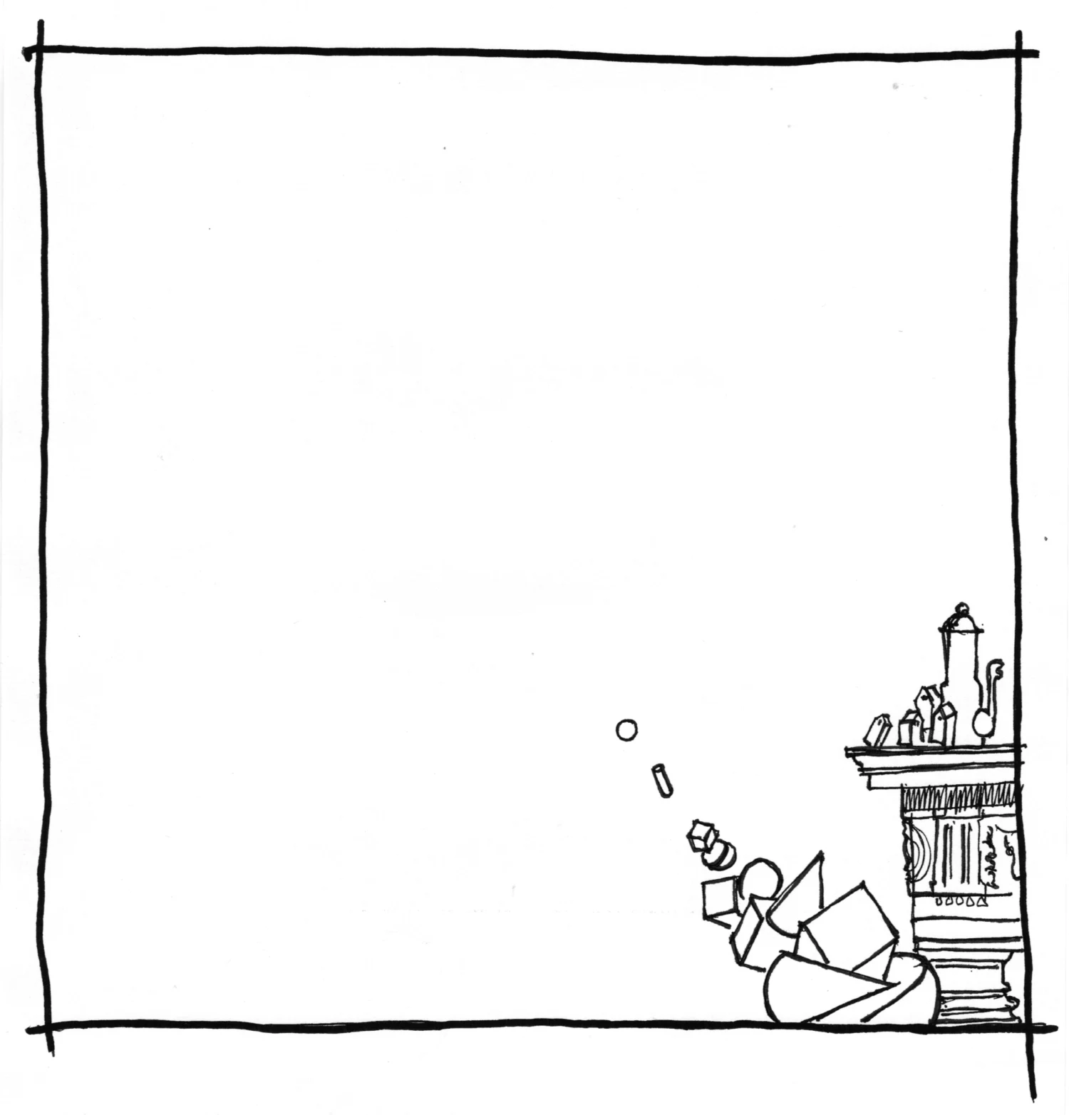 Diagramma di Reinhart che isola gli oggetti d’affezione raccolti su un piedistallo in basso a destra della composizione.